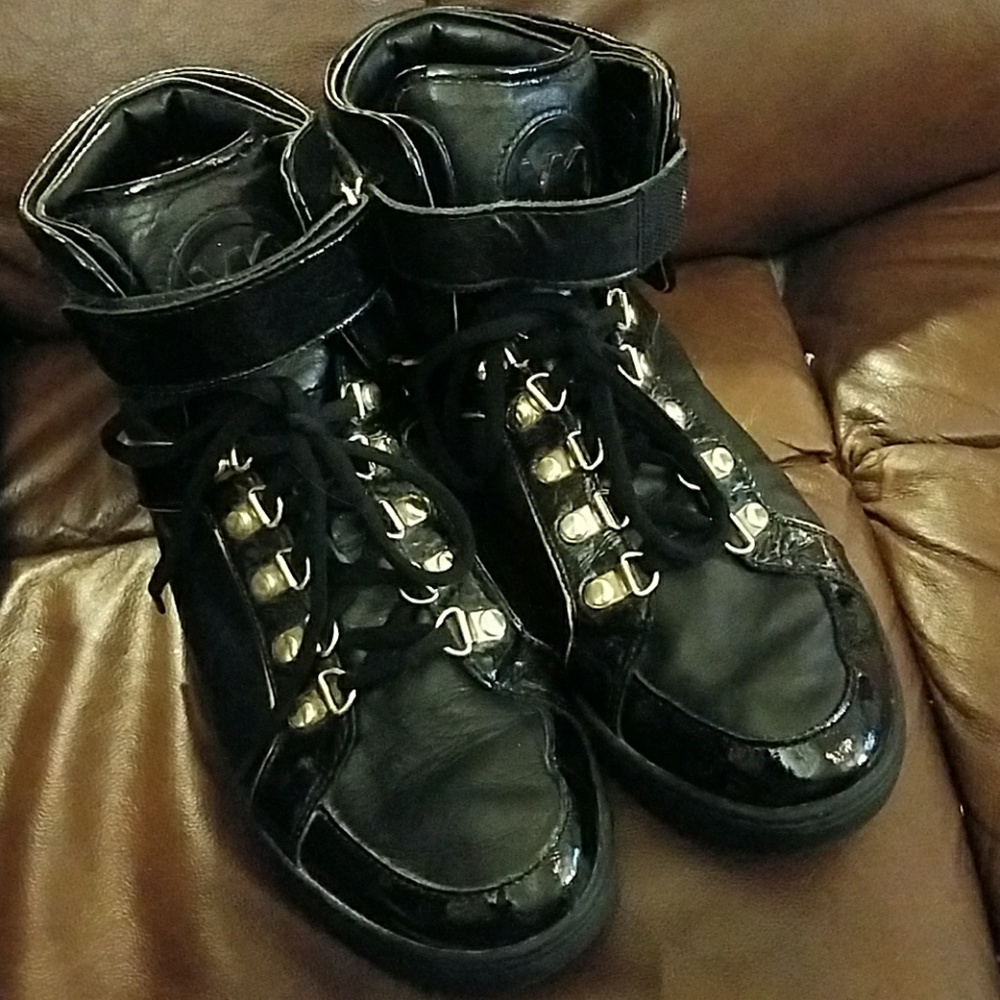 Michael Kors black & gold hi-top sneakers size 8.5